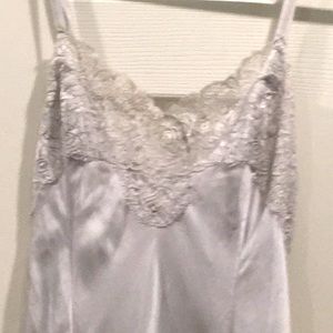 Vintage Victoria’s Secret Full Length 100% silk Side Slit Lace Nightgown Slip